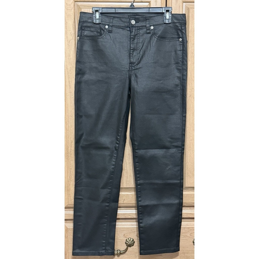 Banana Republic Coated Black Skinny Jeans Women's Size 30/10 High Rise Stretch